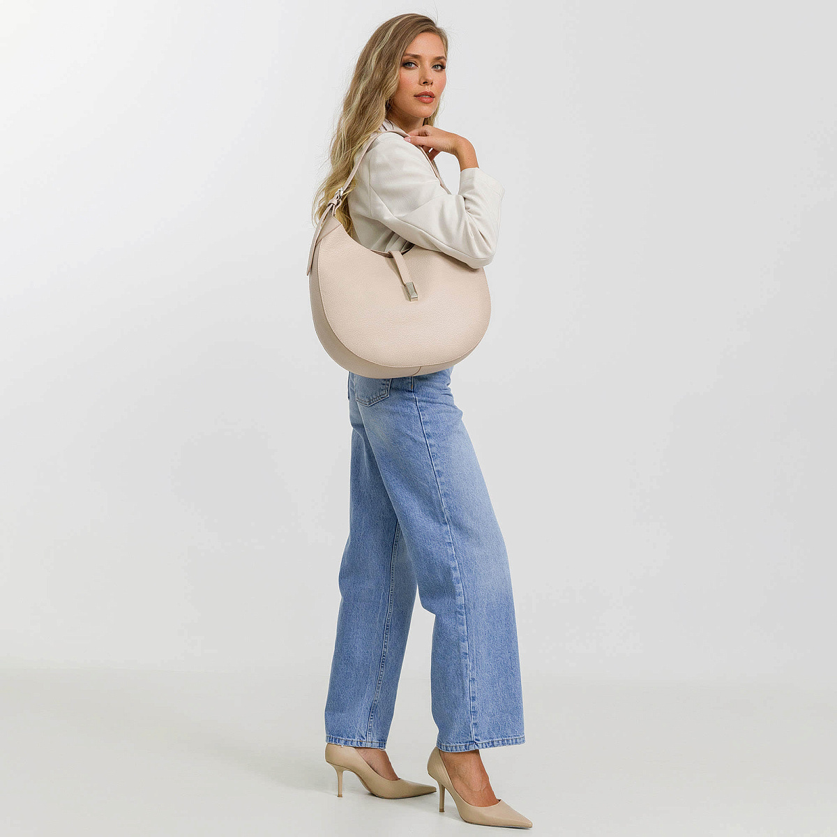 Женская сумка Dr. Koffer из натуральной кожи бежевая