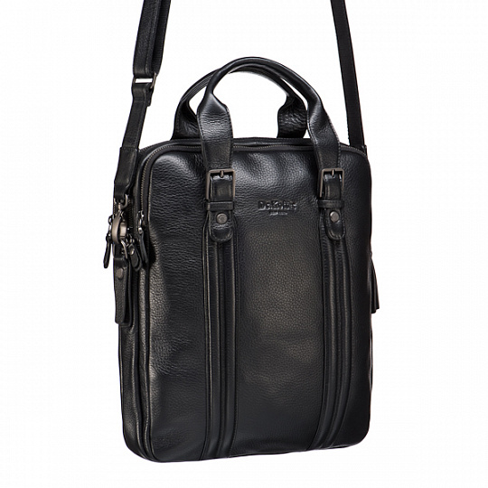 Черная мужская сумка с плечевым ремнем и двумя ручками Dr.Koffer B402366-01-04