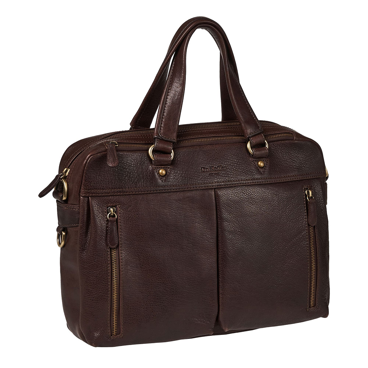 Деловая сумка Dr.Koffer из натуральной кожи темно-коричневая