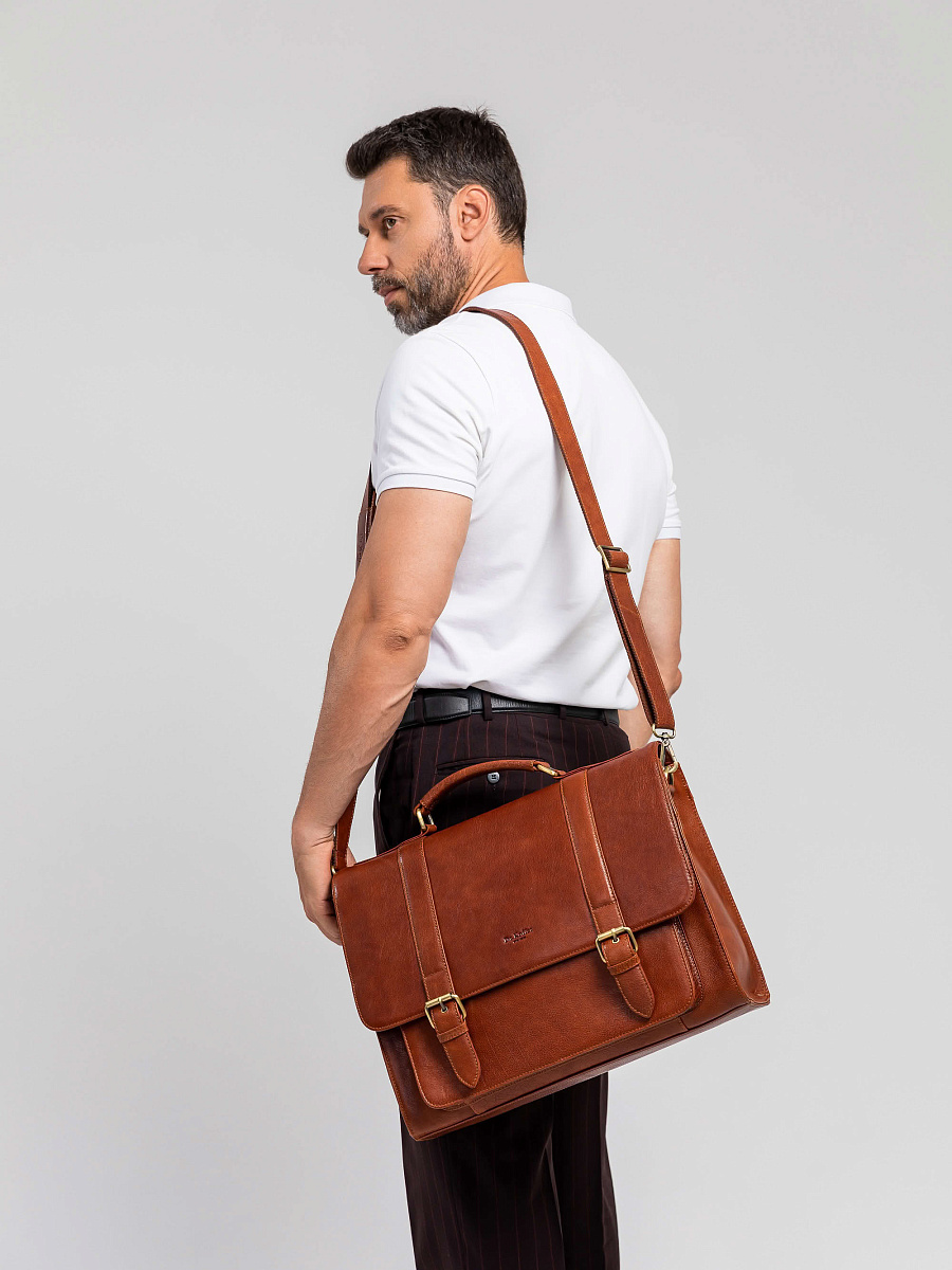 Портфель Dr.Koffer из натуральной кожи светло-коричневый