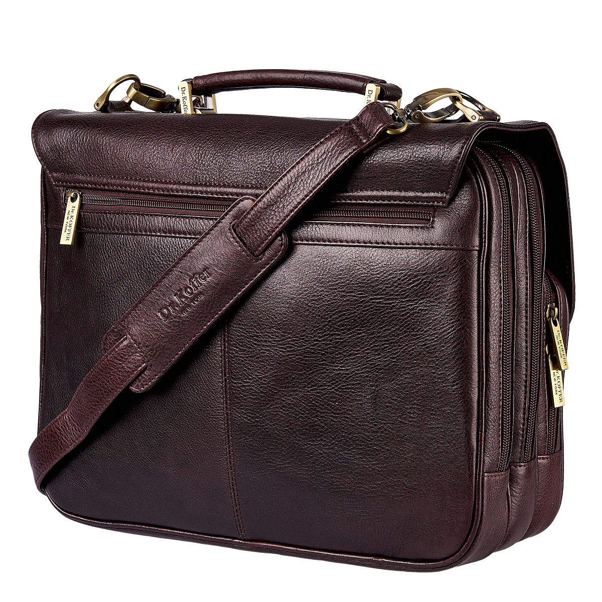 Портфель Dr.Koffer из натуральной кожи темно-коричневый