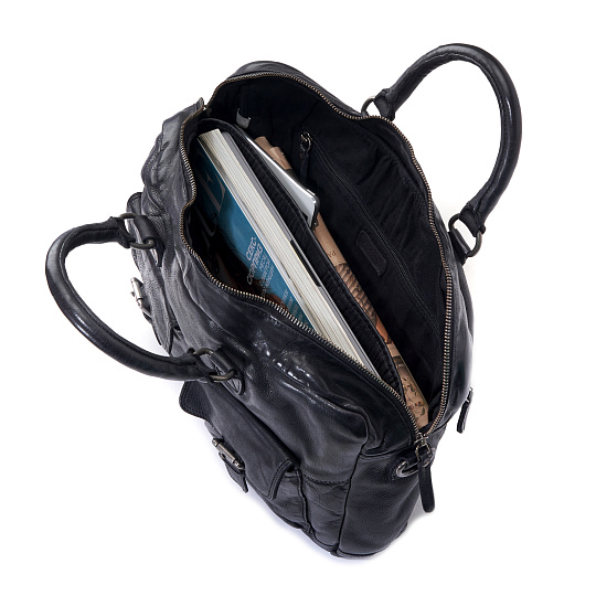 Деловая сумка Dr.Koffer из натуральной кожи темно-коричневая