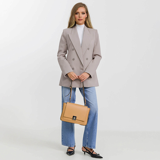 Женская сумка Dr. Koffer из натуральной кожи бежевая