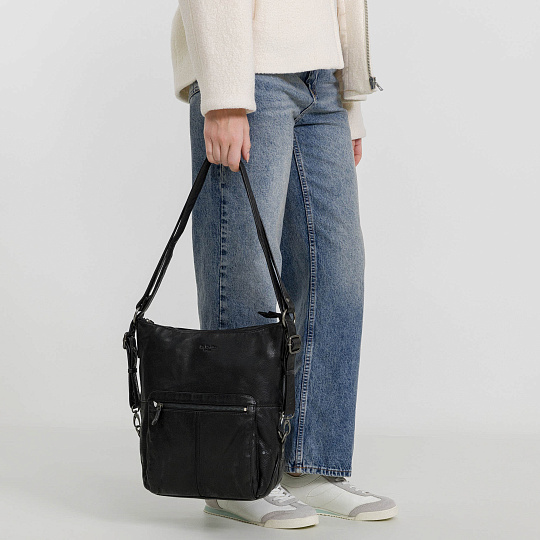 Сумка через плечо Dr.Koffer из натуральной кожи черная