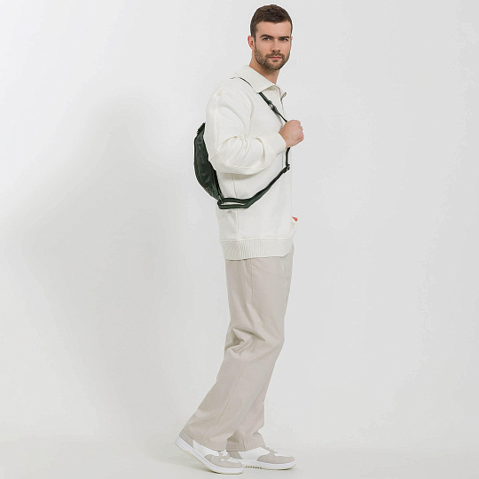 Сумка на пояс Dr. Koffer из натуральной кожи зеленая