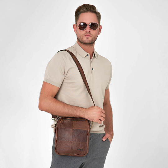 Сумка через плечо Dr.Koffer из натуральной кожи коричневая