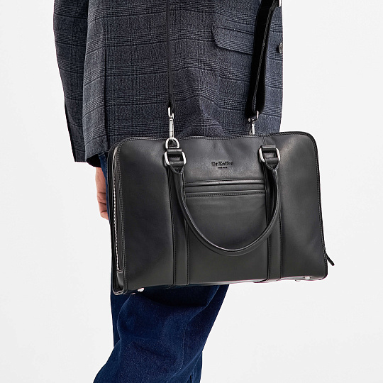 Деловая сумка Dr.Koffer из натуральной кожи черная