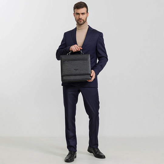 Деловая сумка Dr.Koffer из натуральной кожи черная