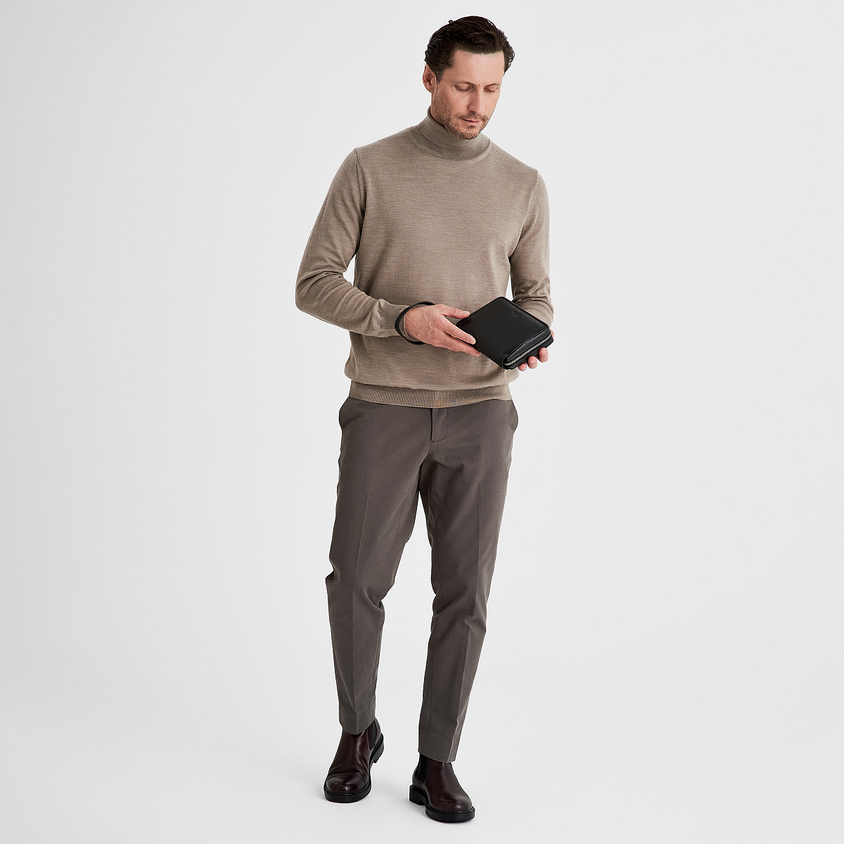 Сумка барсетка из натуральной кожи Dr. Koffer черная