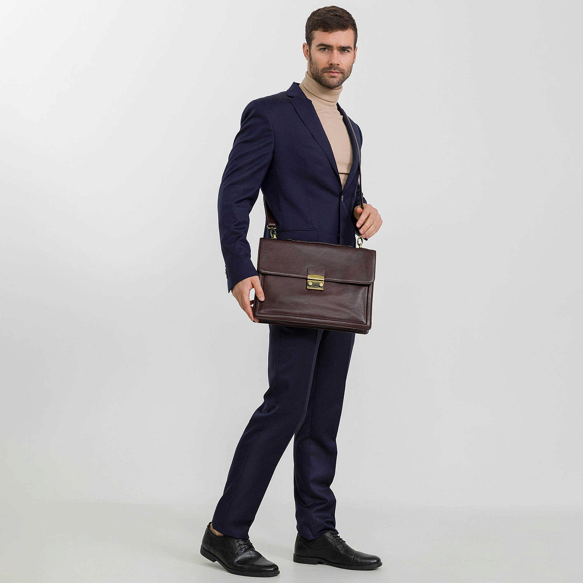 Портфель Dr.Koffer из натуральной кожи темно-коричневый
