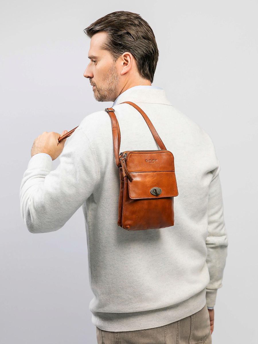 Сумка через плечо Dr.Koffer из натуральной кожи коричневая