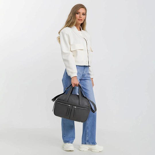 Сумка дорожная Dr.Koffer из натуральной кожи серая