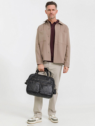 Деловая сумка Dr.Koffer из натуральной кожи черная