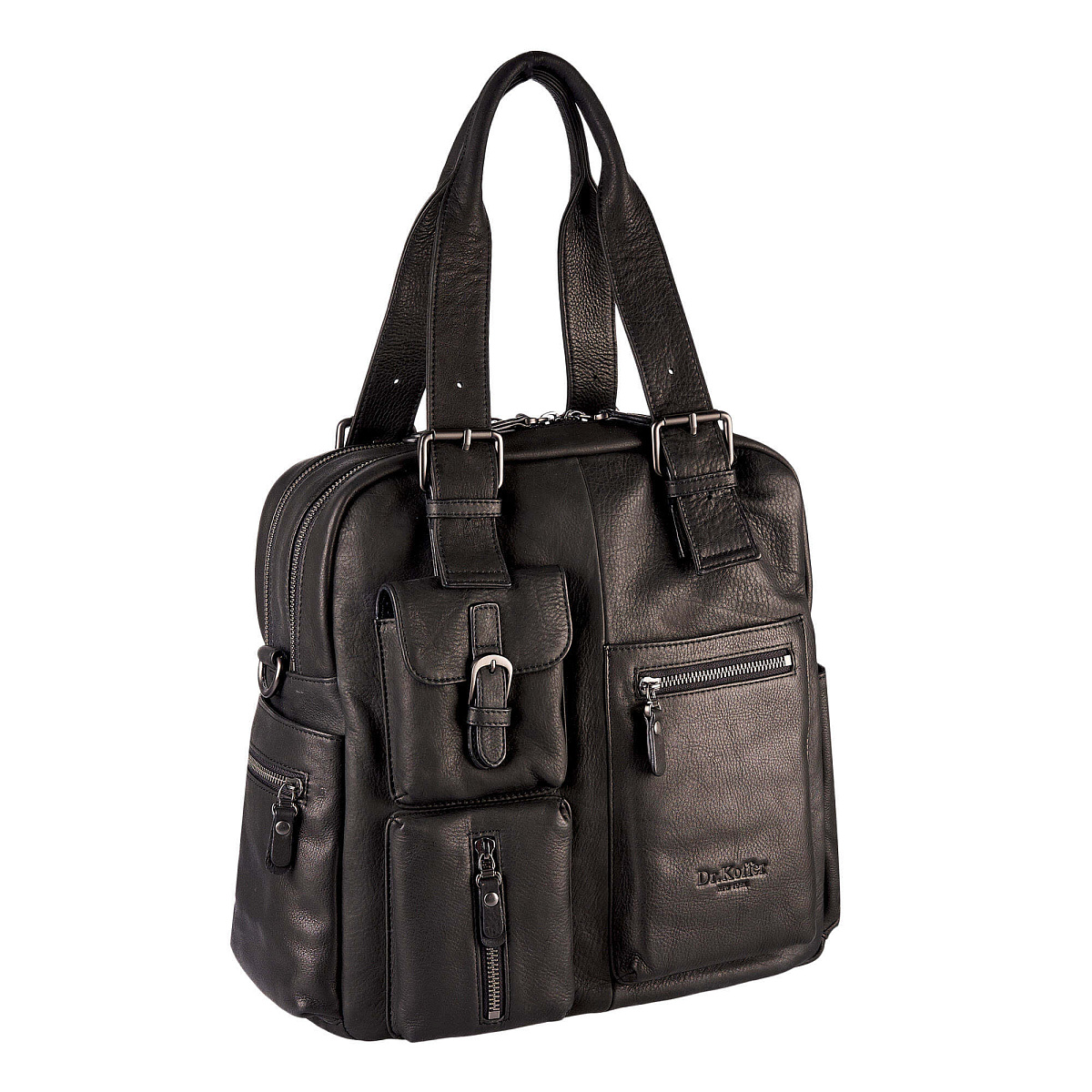 Деловая сумка Dr.Koffer из натуральной кожи черная