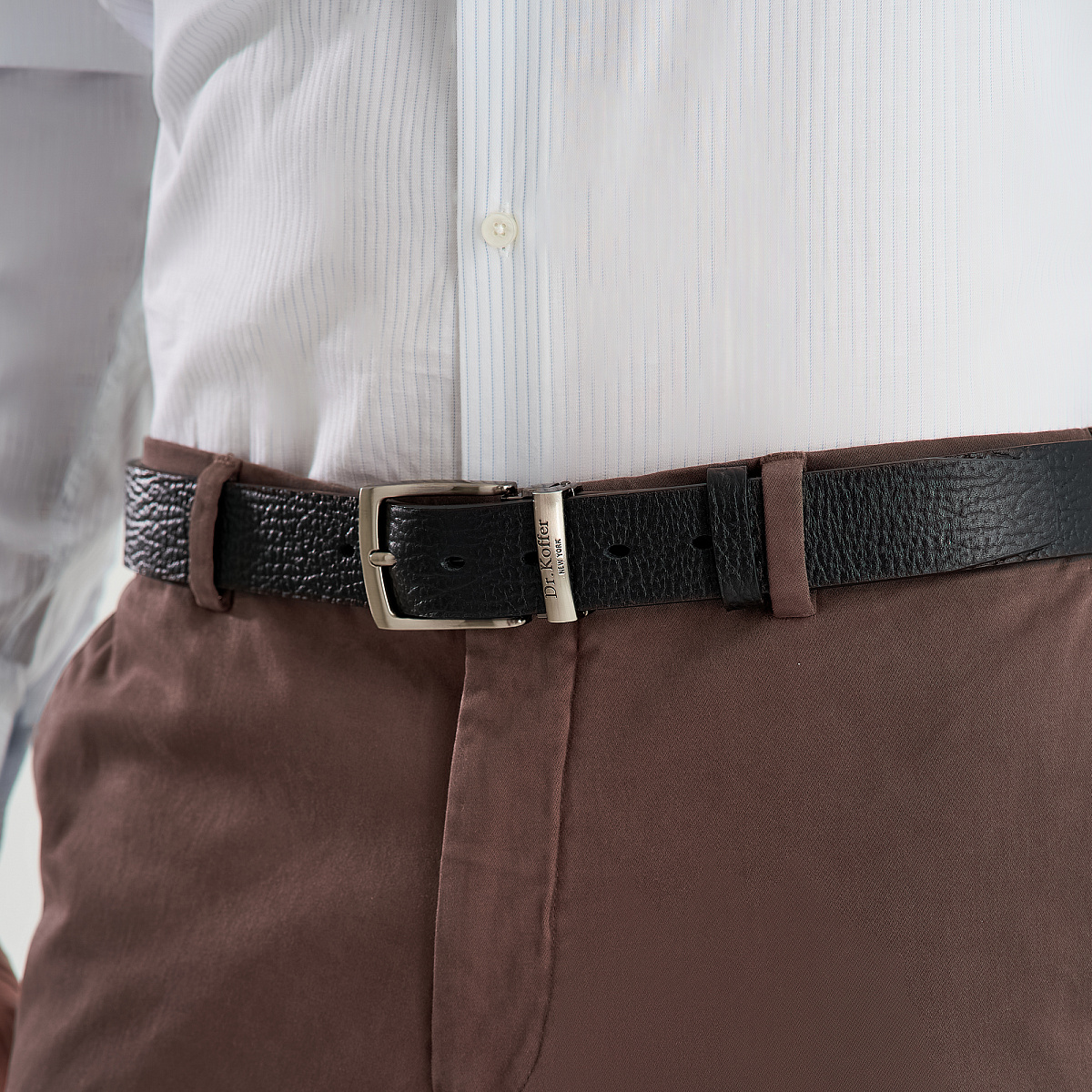 Ремень Dr. Koffer из натуральной кожи черный