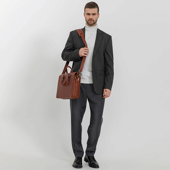 Деловая сумка Dr.Koffer из натуральной кожи коричневая