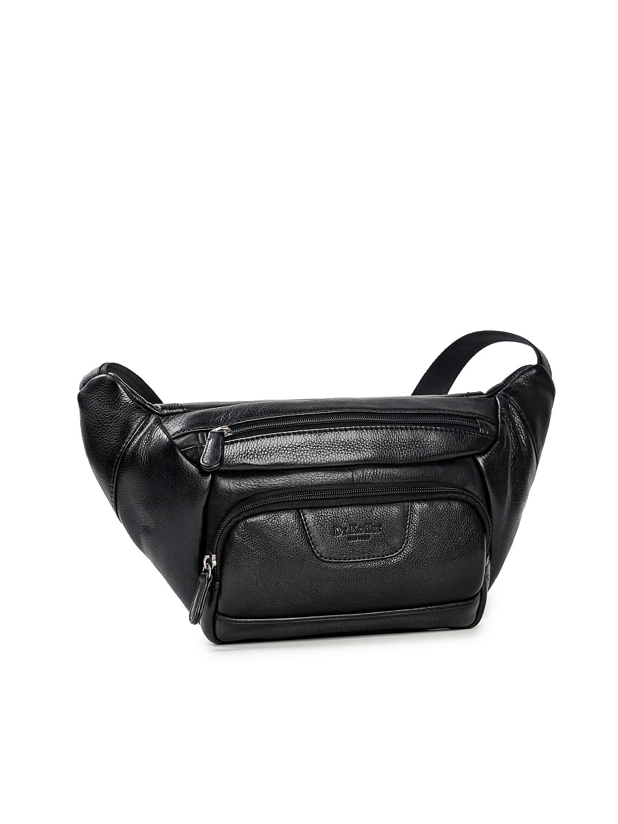 Сумка на пояс Dr. Koffer из натуральной кожи черная