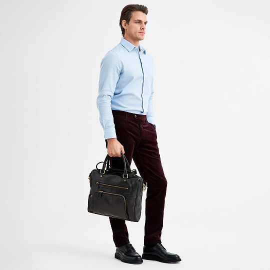 Деловая сумка Dr.Koffer из натуральной кожи черная