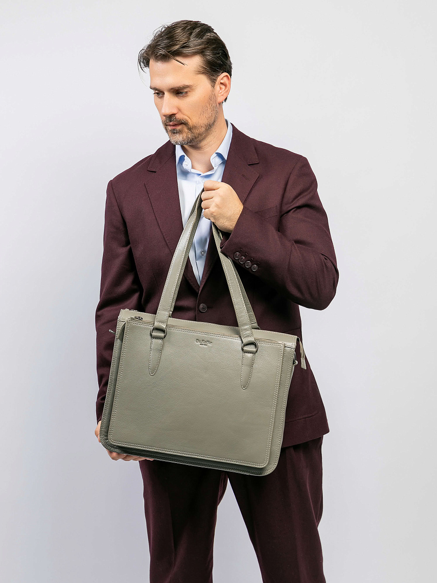 Женская сумка Dr.Koffer из натуральной кожи серая