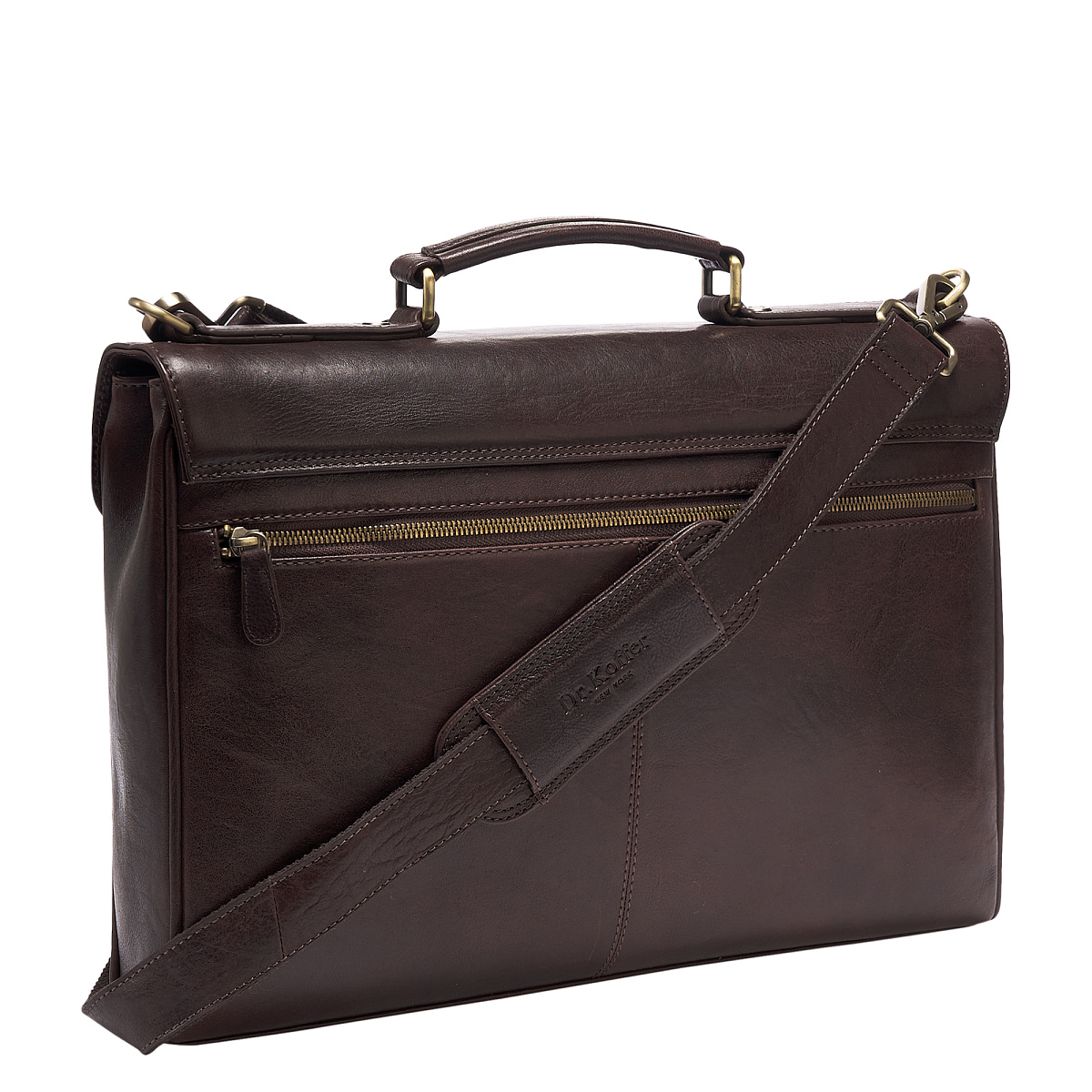 Портфель Dr.Koffer из натуральной кожи темно-коричневый