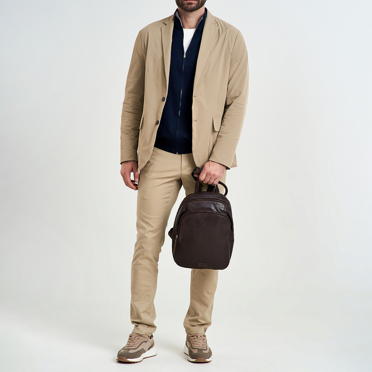 Рюкзак Dr.Koffer из натуральной кожи темно-коричневый