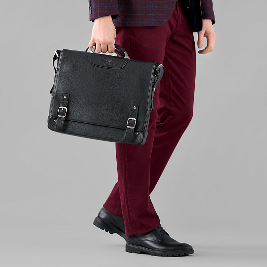 Портфель Dr.Koffer из натуральной кожи черный