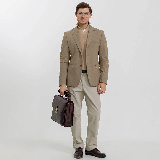 Портфель Dr.Koffer из натуральной кожи темно-коричневый