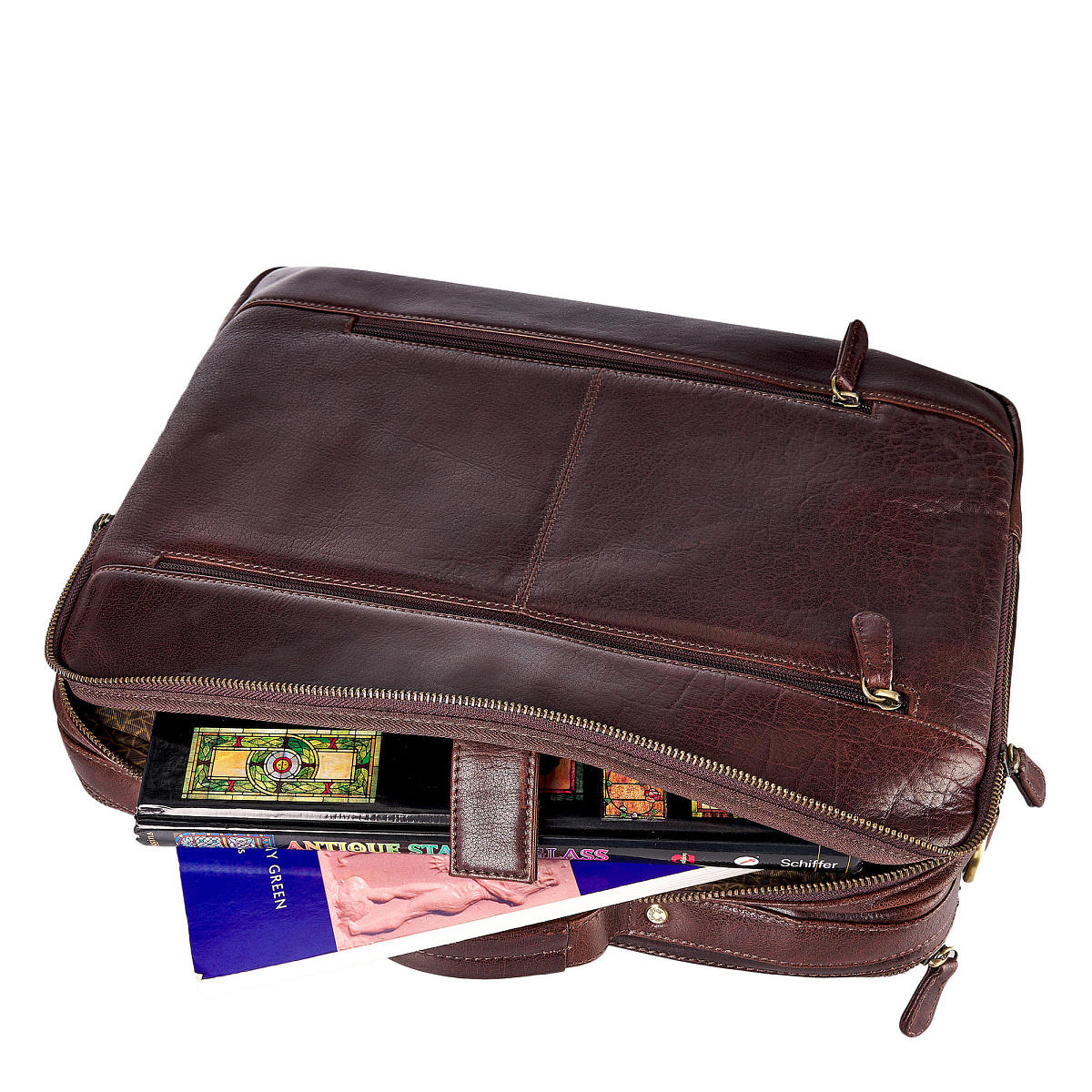 Деловая сумка Dr.Koffer из натуральной кожи темно-коричневая