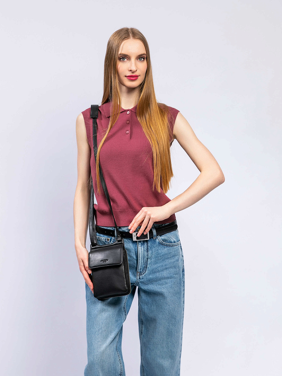 Сумка через плечо Dr.Koffer из натуральной кожи черная