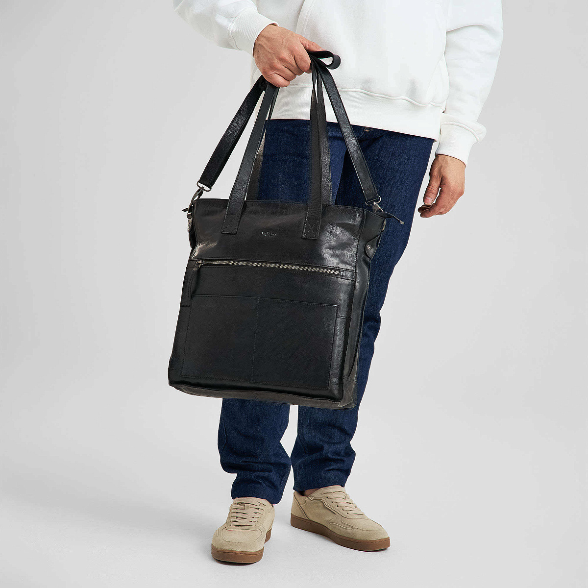 Деловая сумка Dr.Koffer из натуральной кожи черная