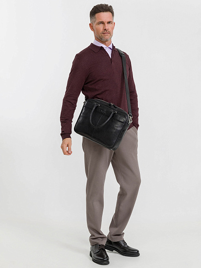 Деловая сумка Dr.Koffer из натуральной кожи черная