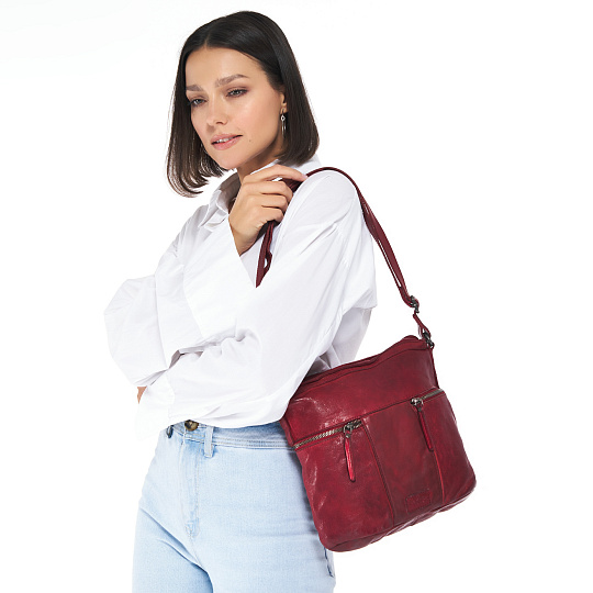 Сумка через плечо Dr.Koffer из натуральной кожи красная