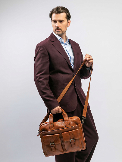 Деловая сумка Dr.Koffer из натуральной кожи коричневая