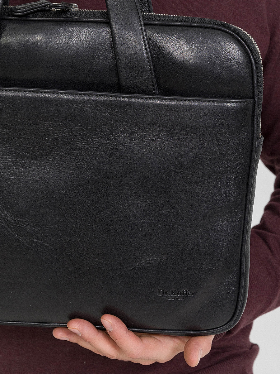 Деловая сумка Dr.Koffer из натуральной кожи черная