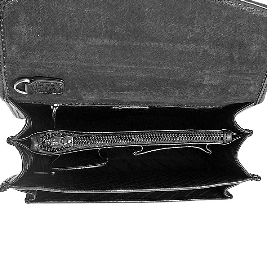 Мужская сумка-визитка из черной кожи с распашной секцией на круговой молнии Dr.Koffer B402309-02-04