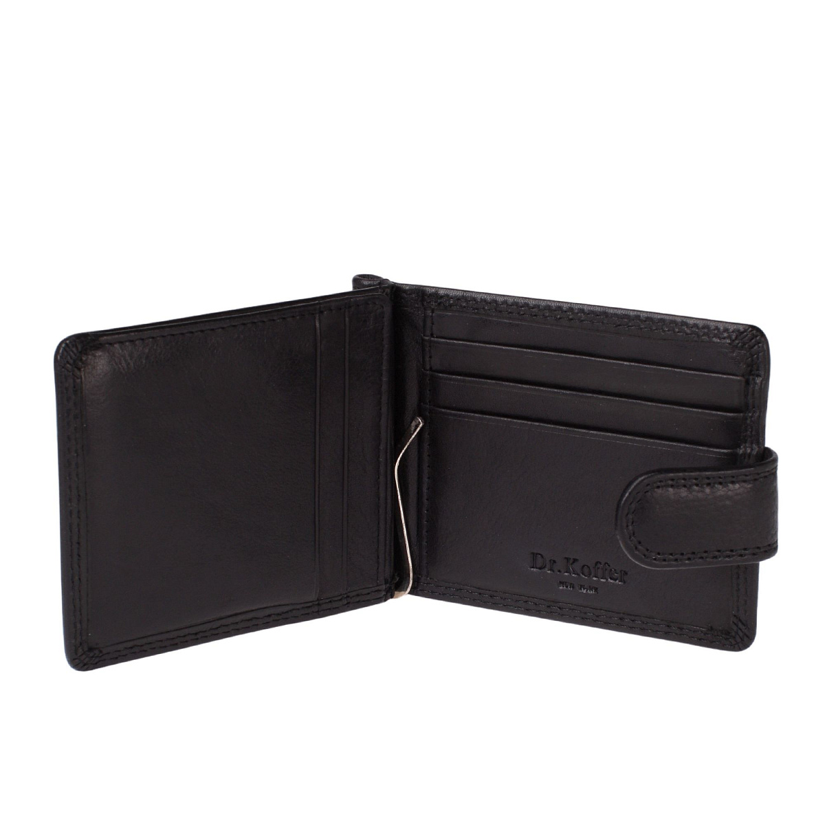 Зажим для денег Dr.Koffer из натуральной кожи черный