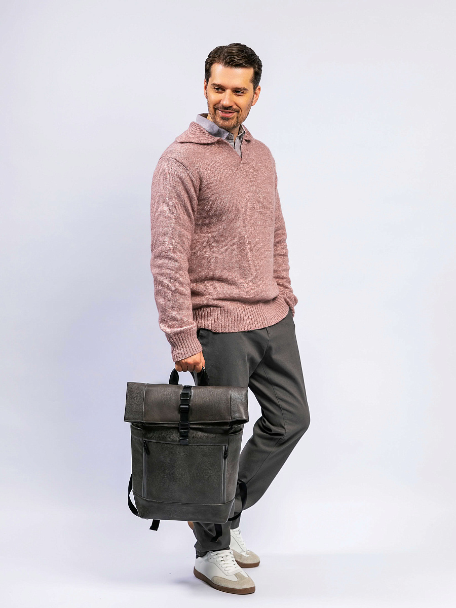 Рюкзак Dr. Koffer из натуральной кожи серый