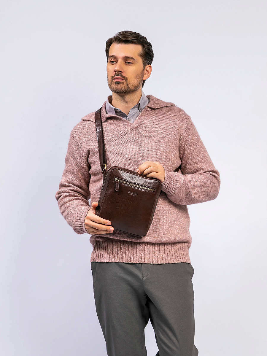 Сумка через плечо Dr. Koffer из натуральной кожи коричневая