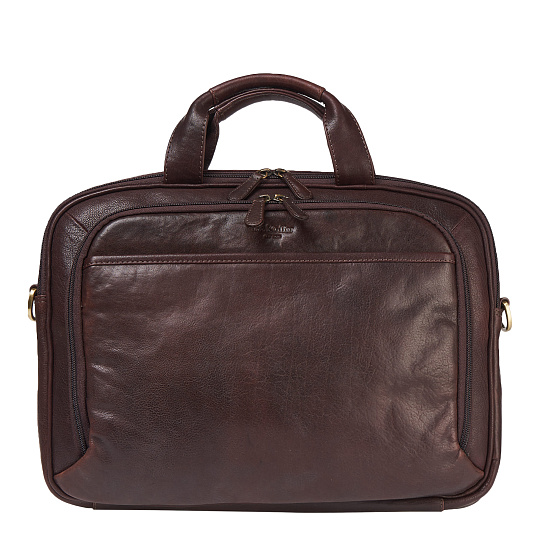 Деловая сумка Dr.Koffer из натуральной кожи темно-коричневая