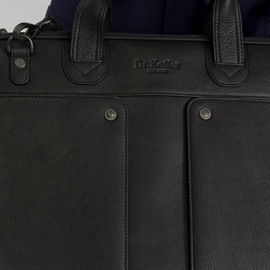Деловая сумка Dr.Koffer из натуральной кожи черная