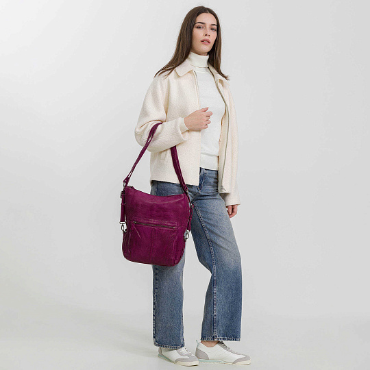 Сумка через плечо Dr.Koffer из натуральной кожи фиолетовая