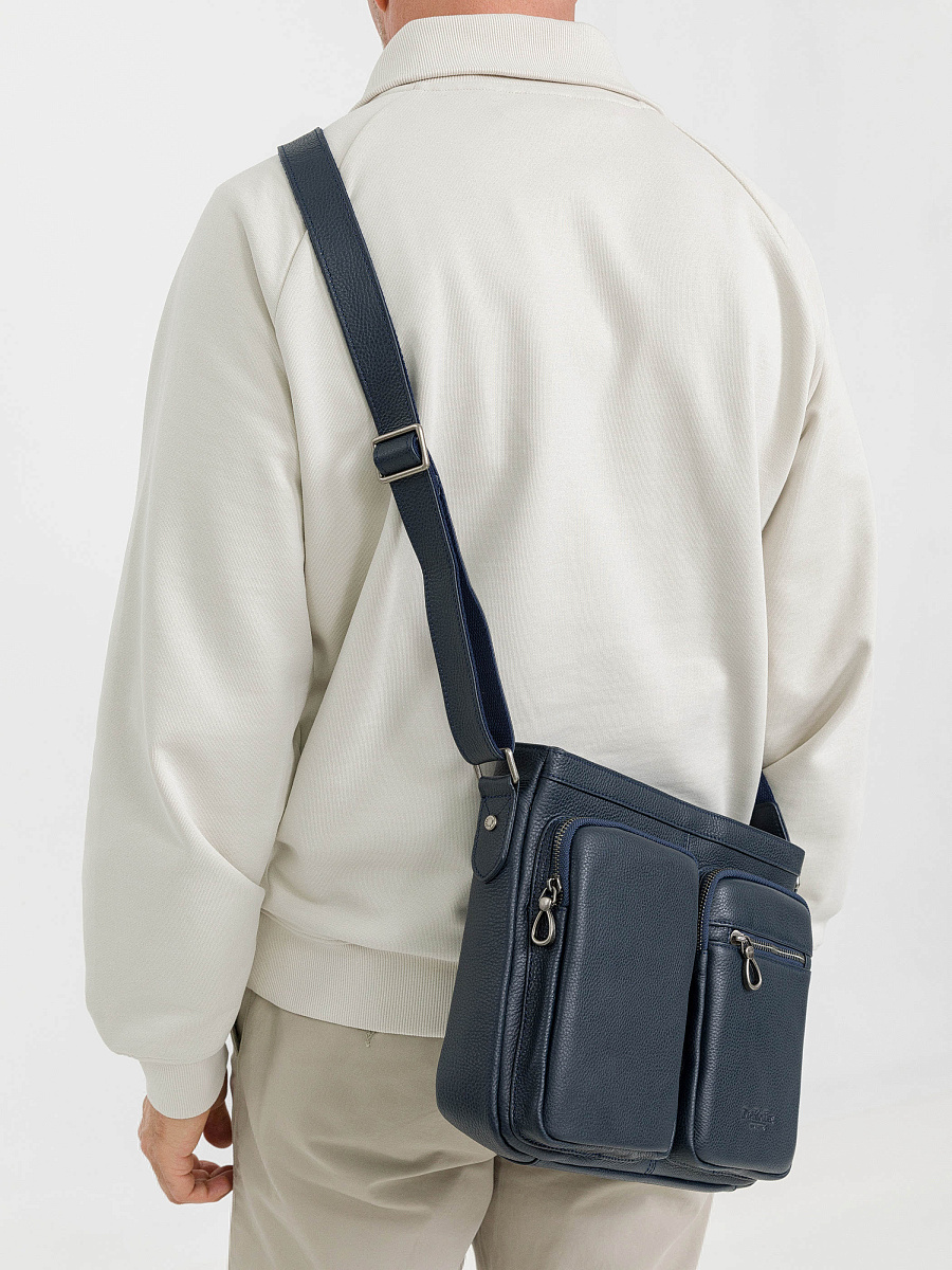 Деловая сумка Dr.Koffer из натуральной кожи синяя