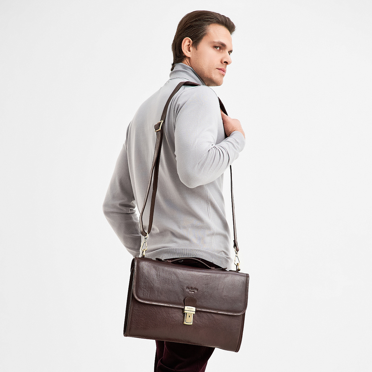 Портфель Dr.Koffer из натуральной кожи темно-коричневый