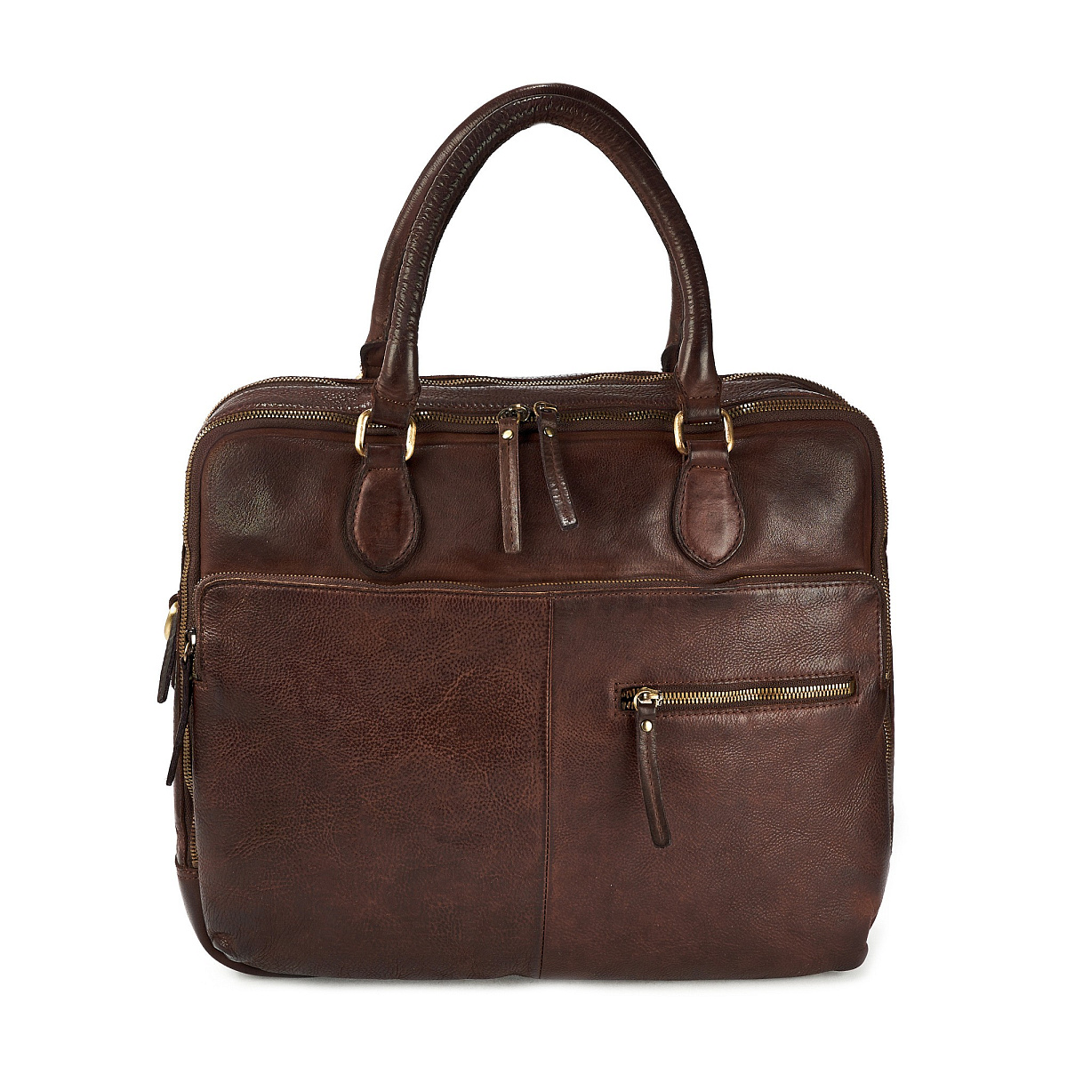 Деловая сумка Dr.Koffer из натуральной кожи темно-коричневая