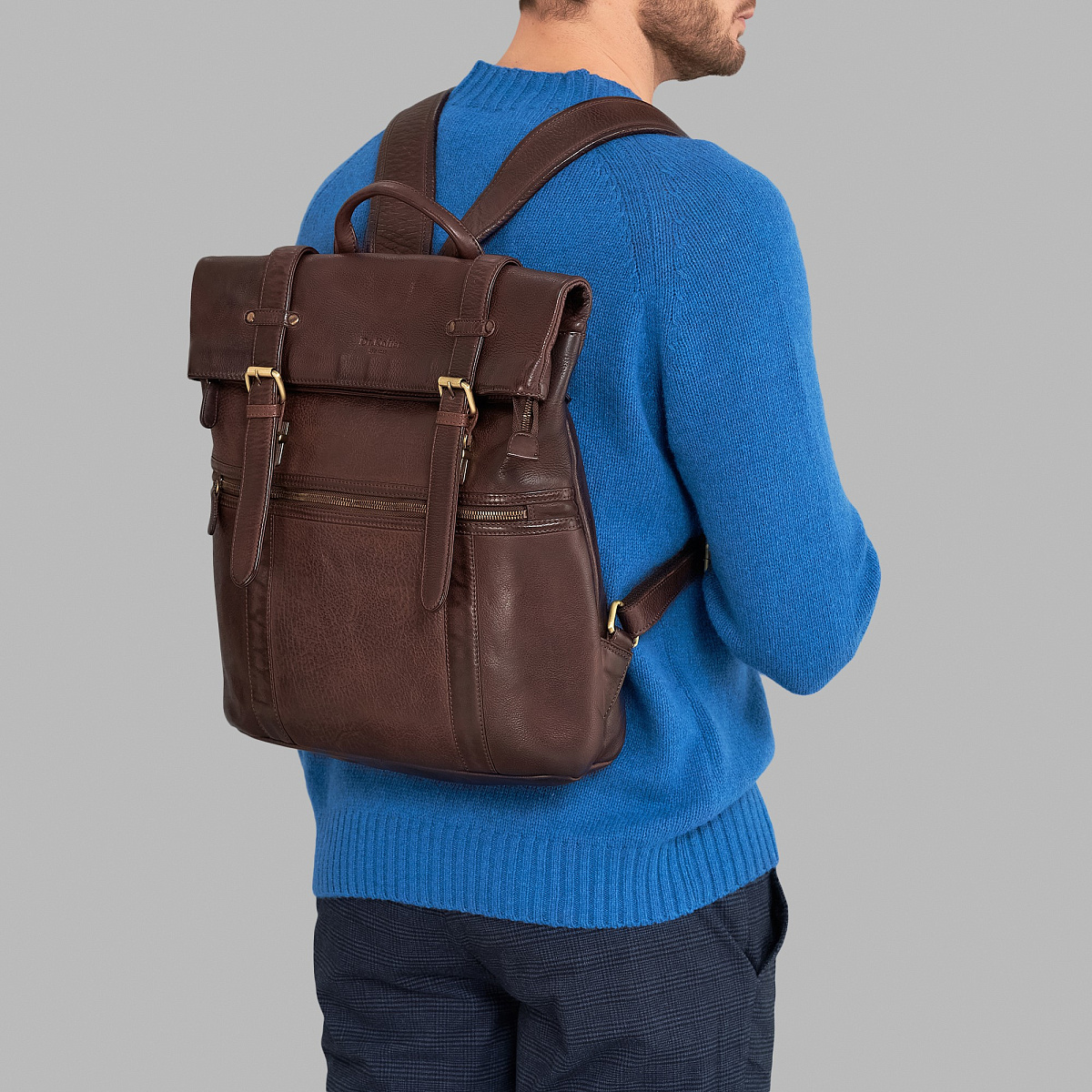 Рюкзак Dr.Koffer из натуральной кожи темно-коричневый