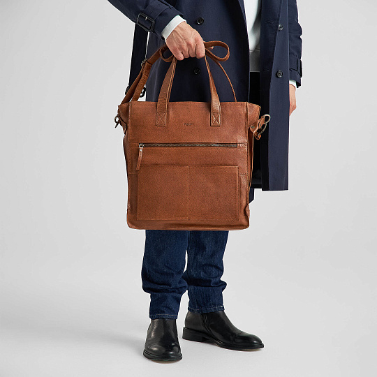 Деловая сумка Dr.Koffer из натуральной кожи коричневая