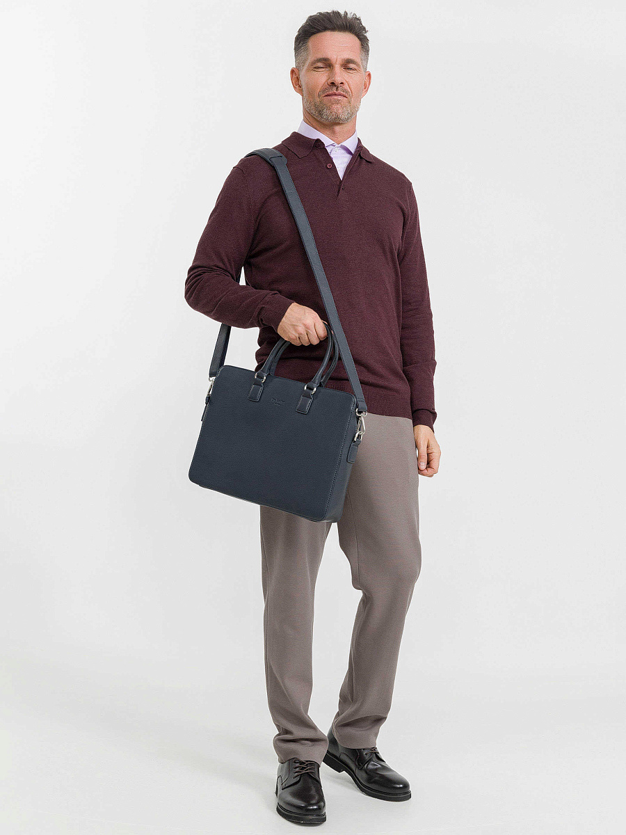 Деловая сумка Dr.Koffer из натуральной кожи синяя