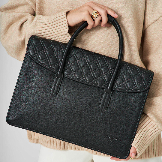 Деловая сумка Dr.Koffer из натуральной кожи черная