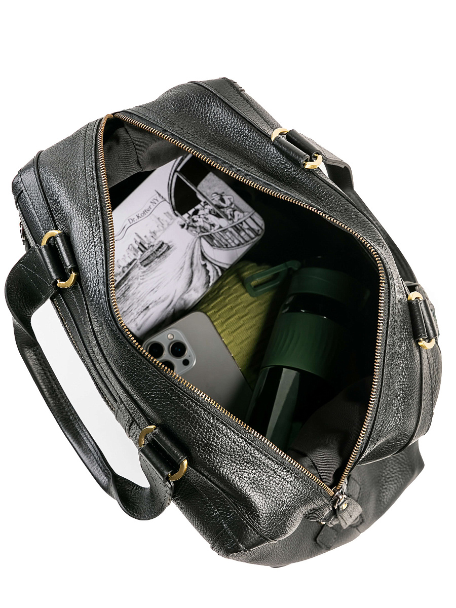 Дорожная сумка Dr. Koffer из натуральной кожи черная