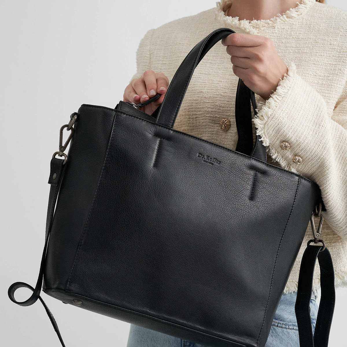 Женская сумка Dr.Koffer из натуральной кожи чёрная
